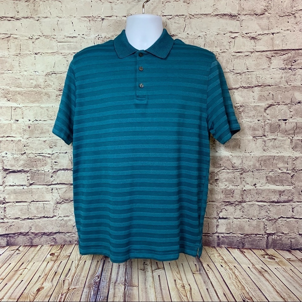 Van Heusen Turquoise Striped Short Sleeve Polo